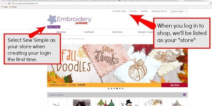 Janome Embroidery site